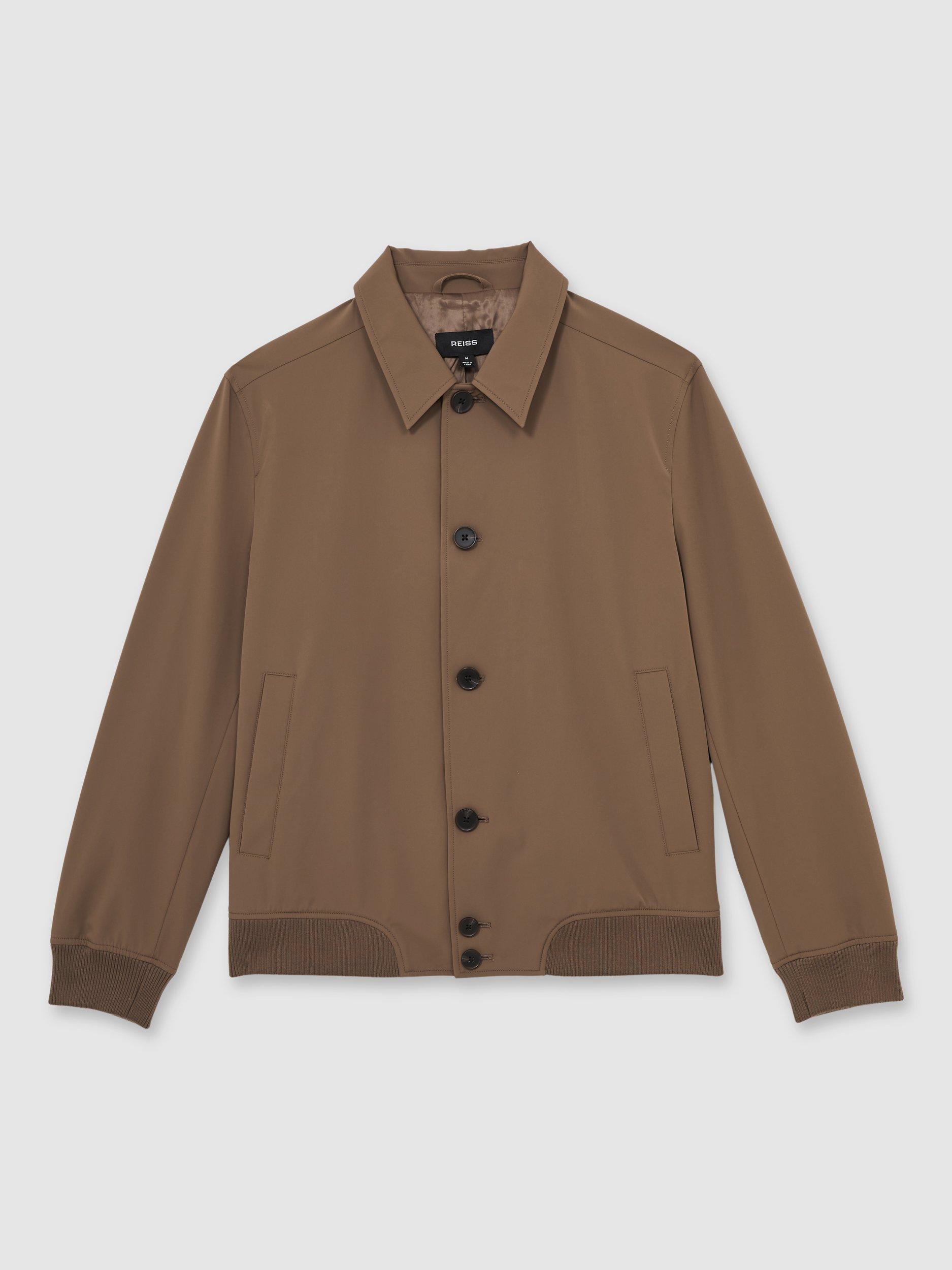 Product image 3 of 5, which shows Reiss Bobby Button Down Shirt Jacket, Chestnut Brown, S