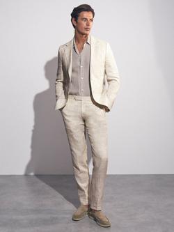 Reiss Bloomfield Linen Cotton Blend Chinos, Stone