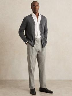 Reiss Complex Herringbone Chinos, Grey