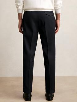 Reiss Complex Herringbone Chinos - view 2, Navy