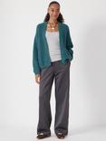 HUSH Waffle Wool Alpaca Blend Cardigan, Teal Blue