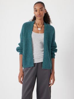 HUSH Waffle Stitch Wool Blend Edge to Edge Cardigan - view 2, Teal Blue