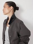 HUSH Contrast Collar Cropped Jacket, Charcoal