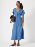 HUSH Grace V-Neck Denim Dress, Vintage Wash Blue