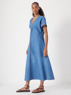 HUSH Grace V-Neck Denim Dress, Vintage Wash Blue - view 2, Vintage Wash Blue