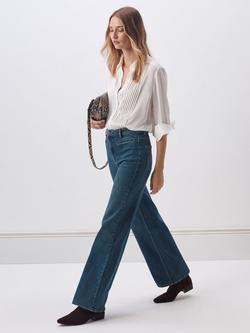 HUSH Rowan Welt Pocket Flared Jeans, Green Blue Denim