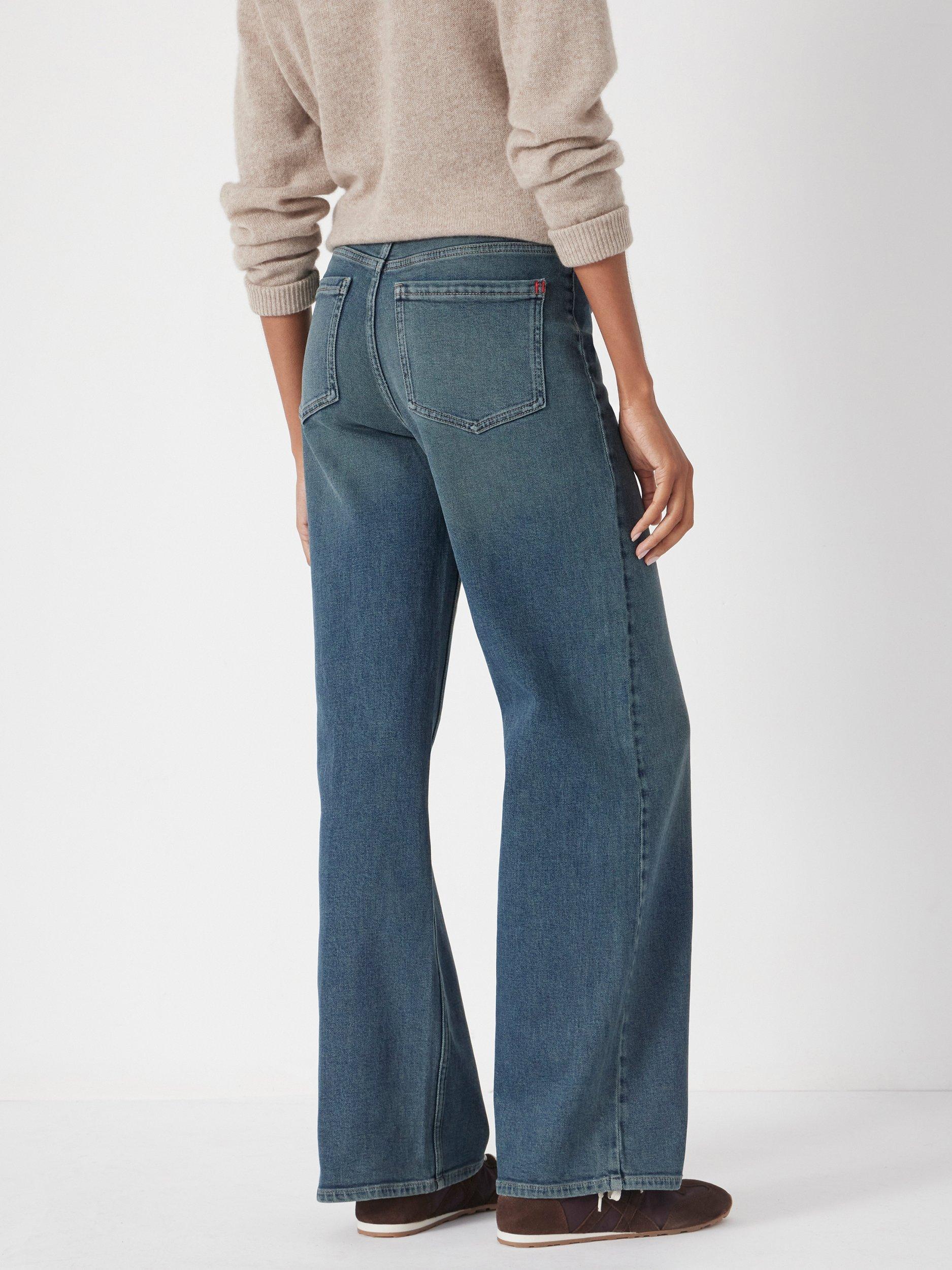 Product image 4 of 5, which shows HUSH Rowan Welt Pocket Flared Jeans, Green Blue Denim, 8S