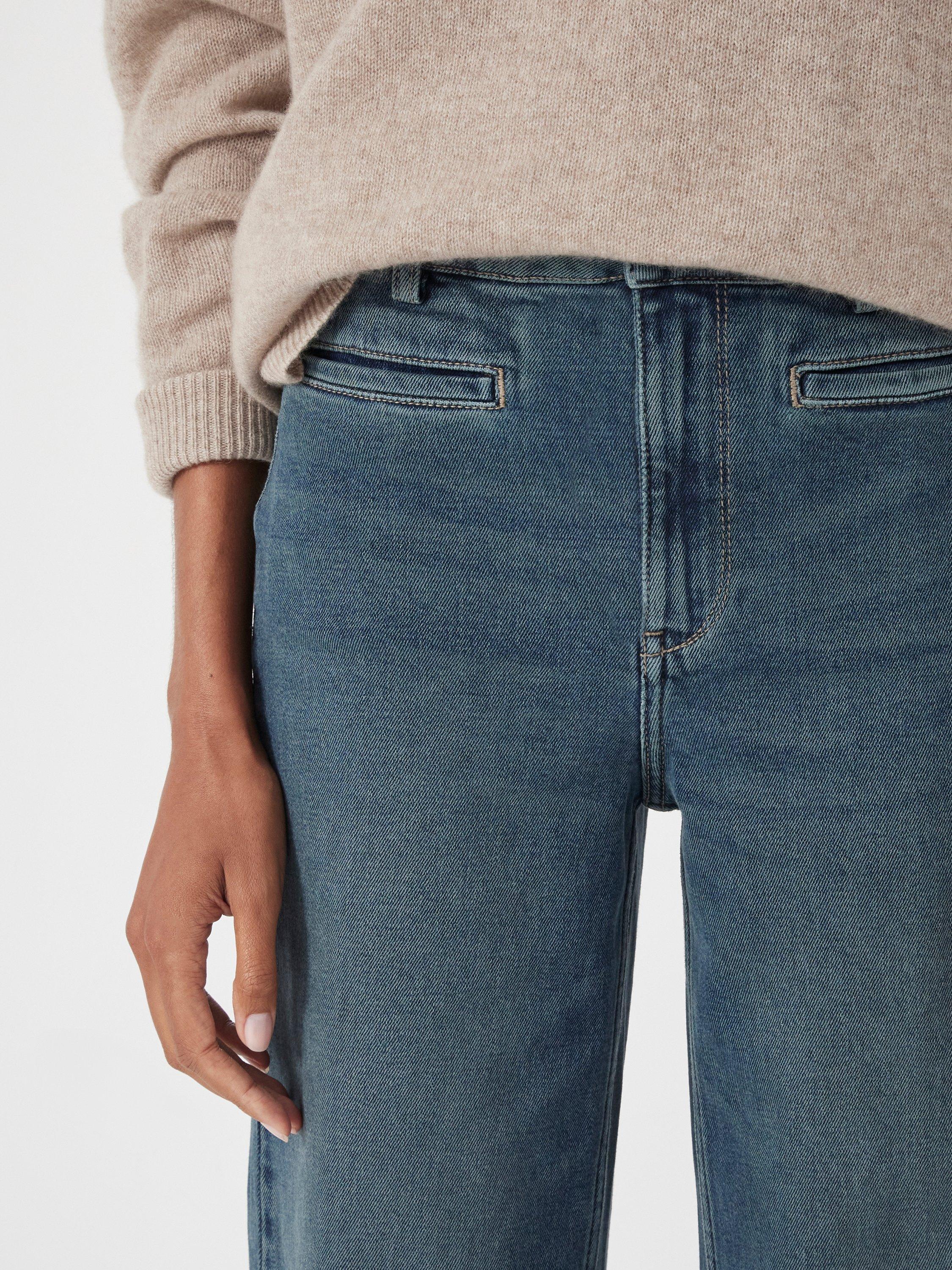 Product image 5 of 5, which shows HUSH Rowan Welt Pocket Flared Jeans, Green Blue Denim, 8S