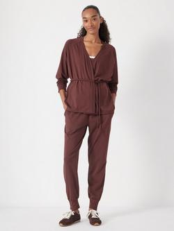 HUSH Tie Waist Wrap Cardigan, Rum Raisin - view 2, Rum Raisin