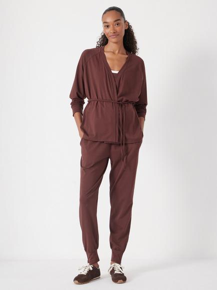 HUSH Tie Waist Wrap Cardigan, Rum Raisin - view 2, Rum Raisin