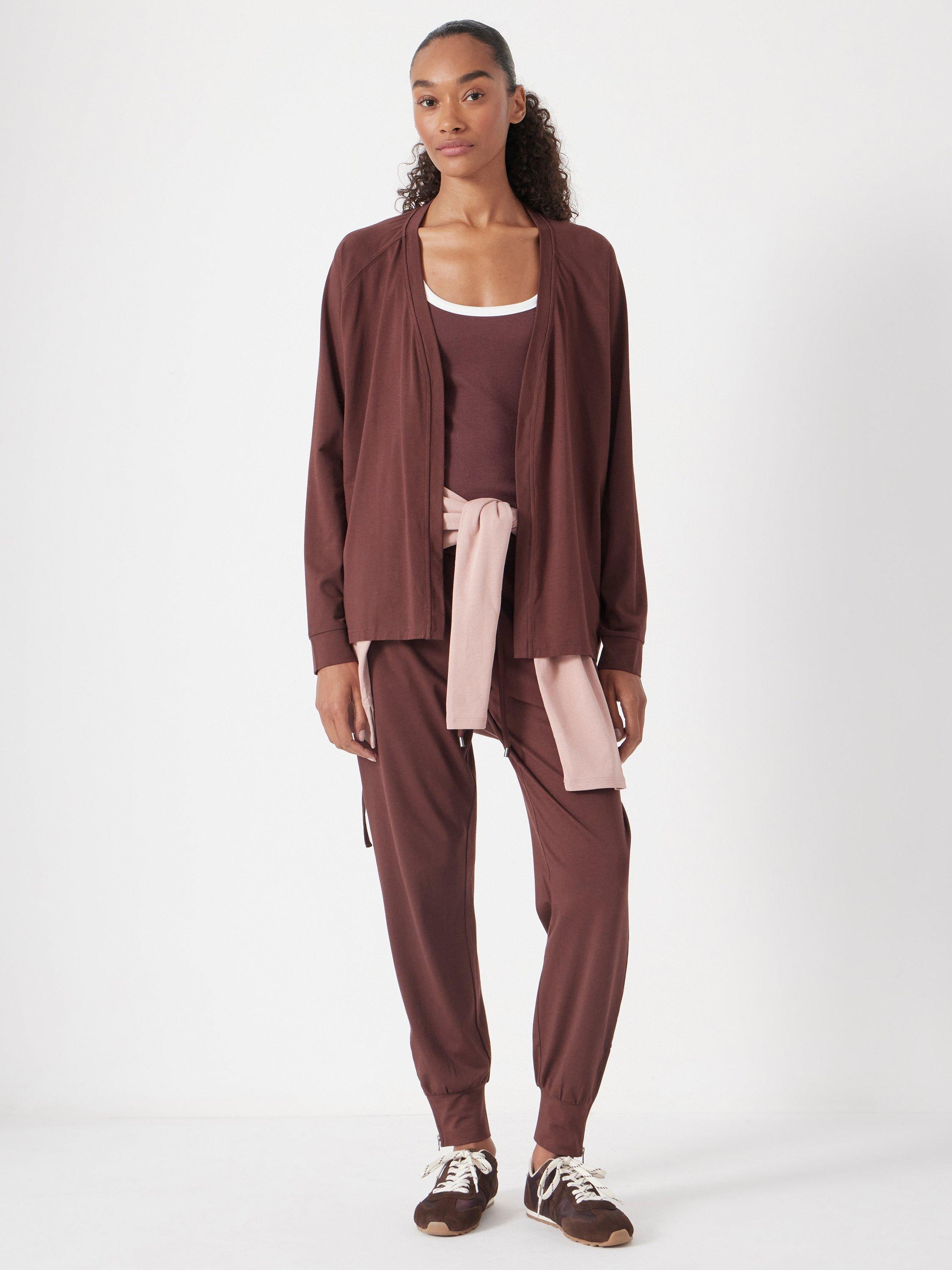 Product image 3 of 6, which shows HUSH Tie Waist Wrap Cardigan, Rum Raisin, XL