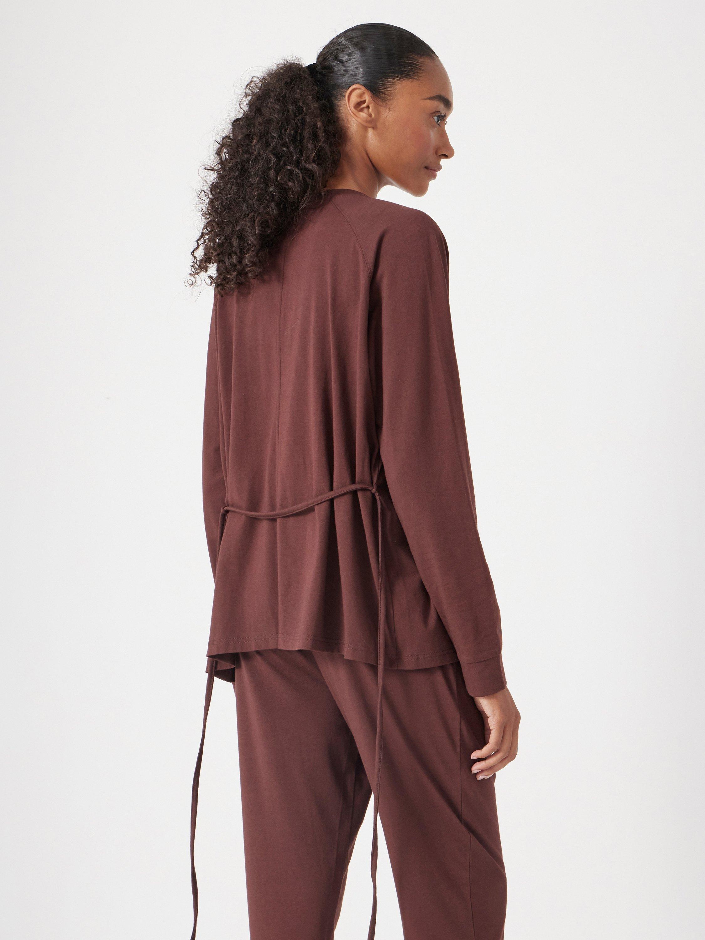 Product image 6 of 6, which shows HUSH Tie Waist Wrap Cardigan, Rum Raisin, XL