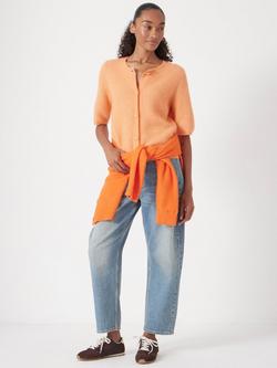 HUSH Wool Blend Short Sleeve Ribbed Cardigan, Peach Orange