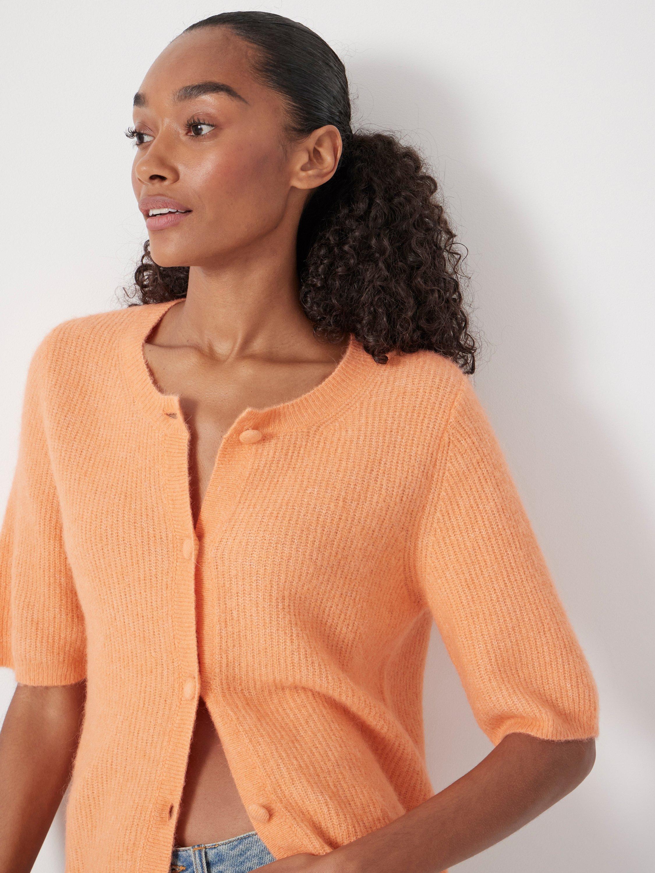 Product image 5 of 5, which shows HUSH Button Down Ribbed Cardigan, Mid Orange, XXS