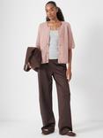 HUSH Button Down Ribbed Cardigan, Mid Pink