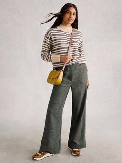 White Stuff Belle Herringbone Tweed Trousers, Grey/Multi, Grey/Multi