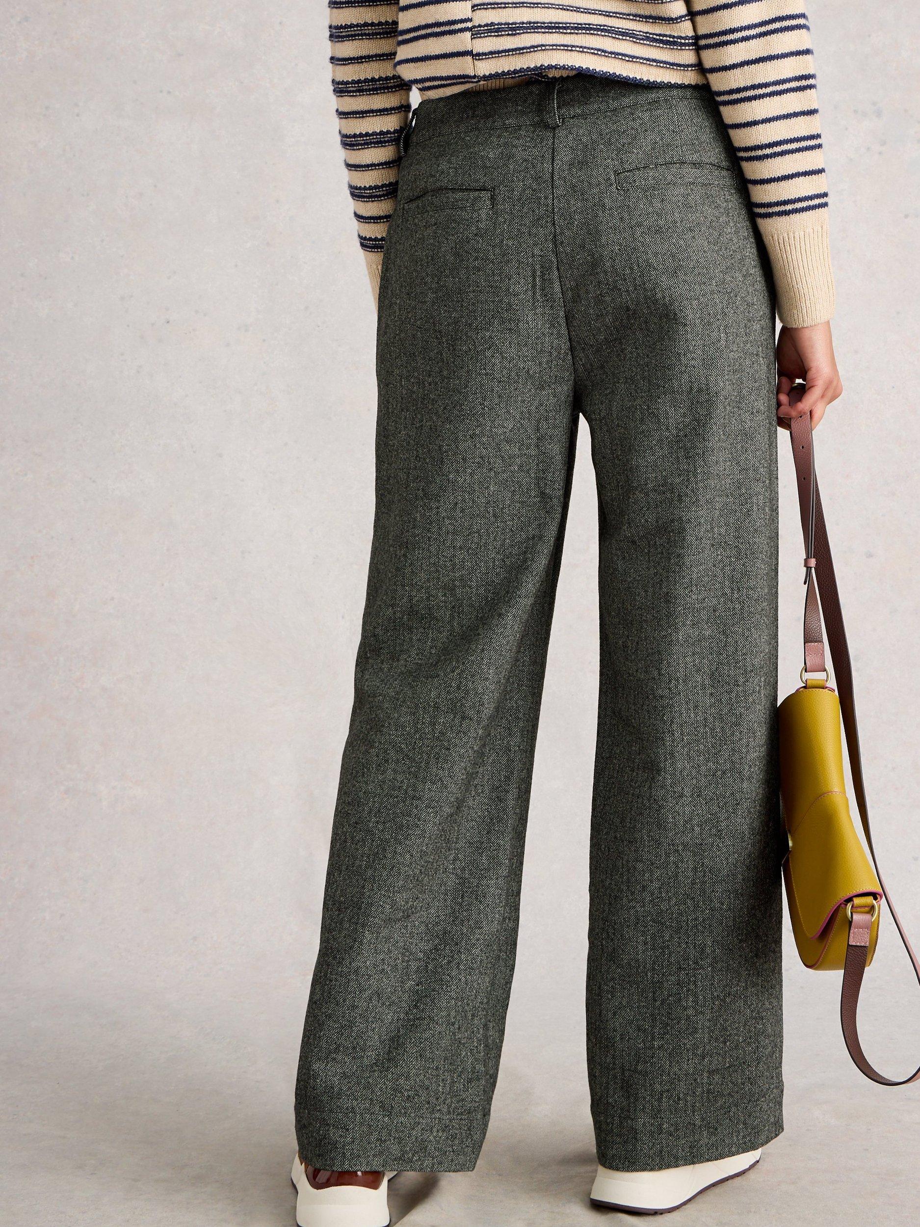 Product image 2 of 6, which shows White Stuff Belle Herringbone Tweed Trousers, Grey/Multi, 6S