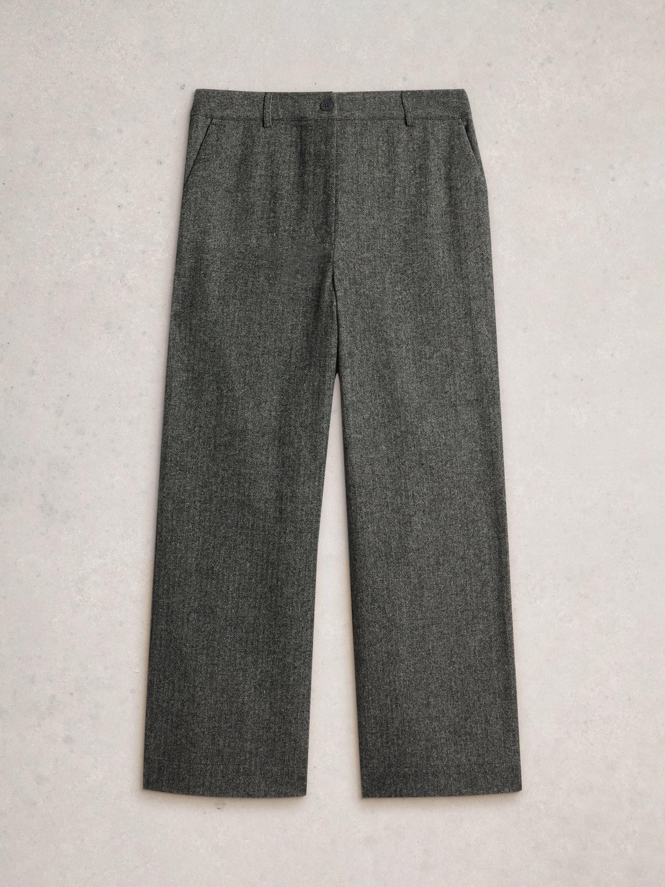 Product image 5 of 6, which shows White Stuff Belle Herringbone Tweed Trousers, Grey/Multi, 6S