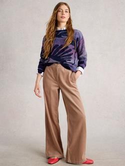 White Stuff Belle Mid Rise Wide Leg Cotton Blend Corduroy Trousers, Natural