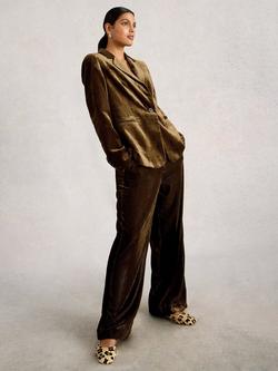 White Stuff  Belle Wide Leg Velvet Trousers, Dk Chart