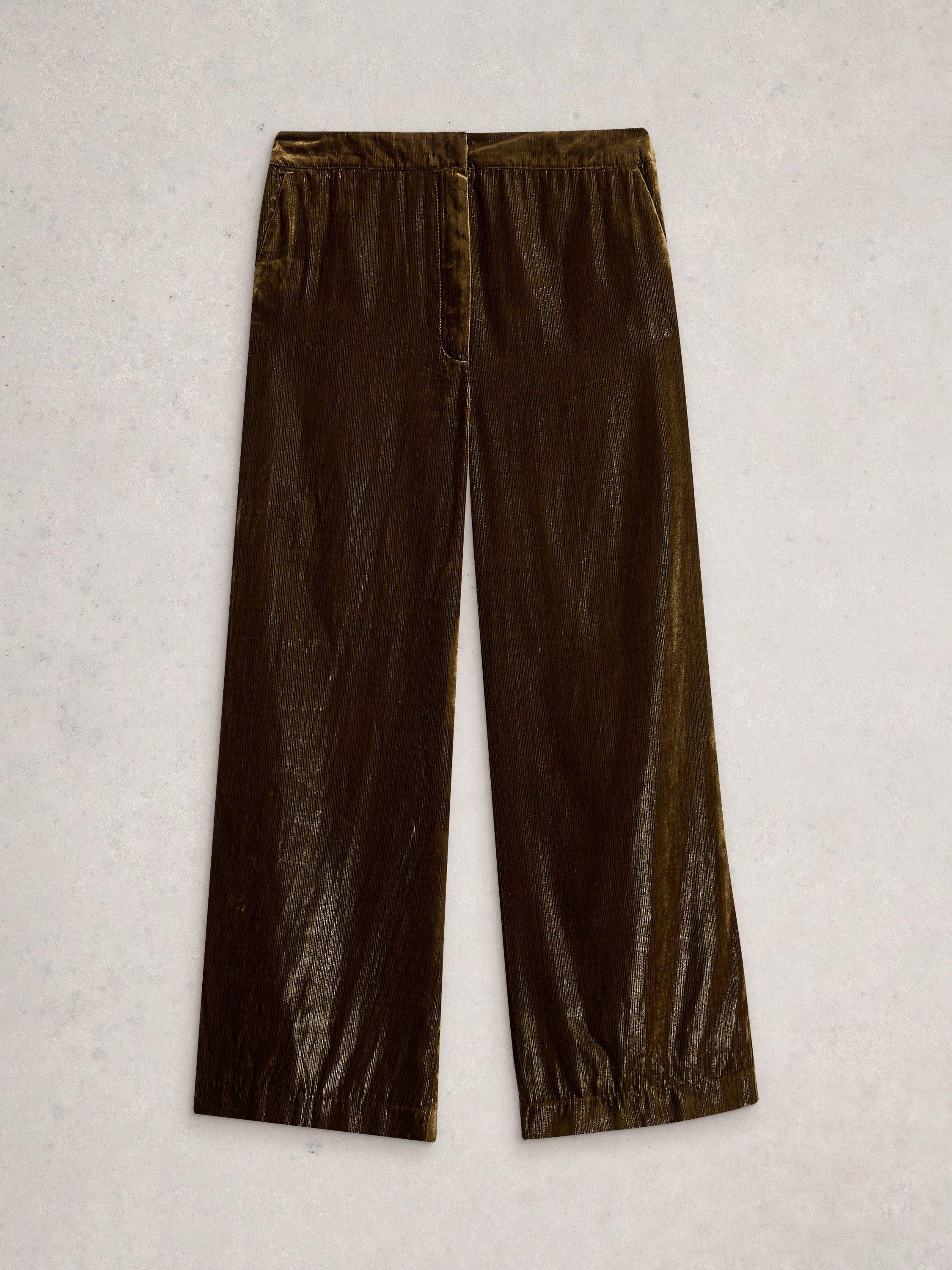 Product image 5 of 6, which shows White Stuff  Belle Wide Leg Velvet Trousers, Dk Chart, 6R
