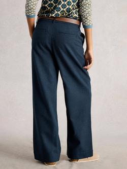 White Stuff Belle Tweed Wide Leg Trousers, Navy - view 2, Navy