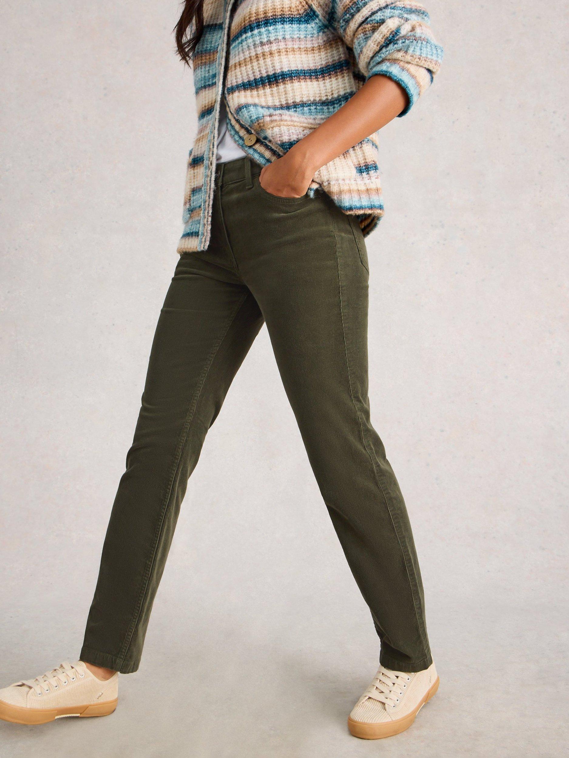 Product image 3 of 6, which shows White Stuff Brooke Straight Corduroy Trousers, Khaki, 10R