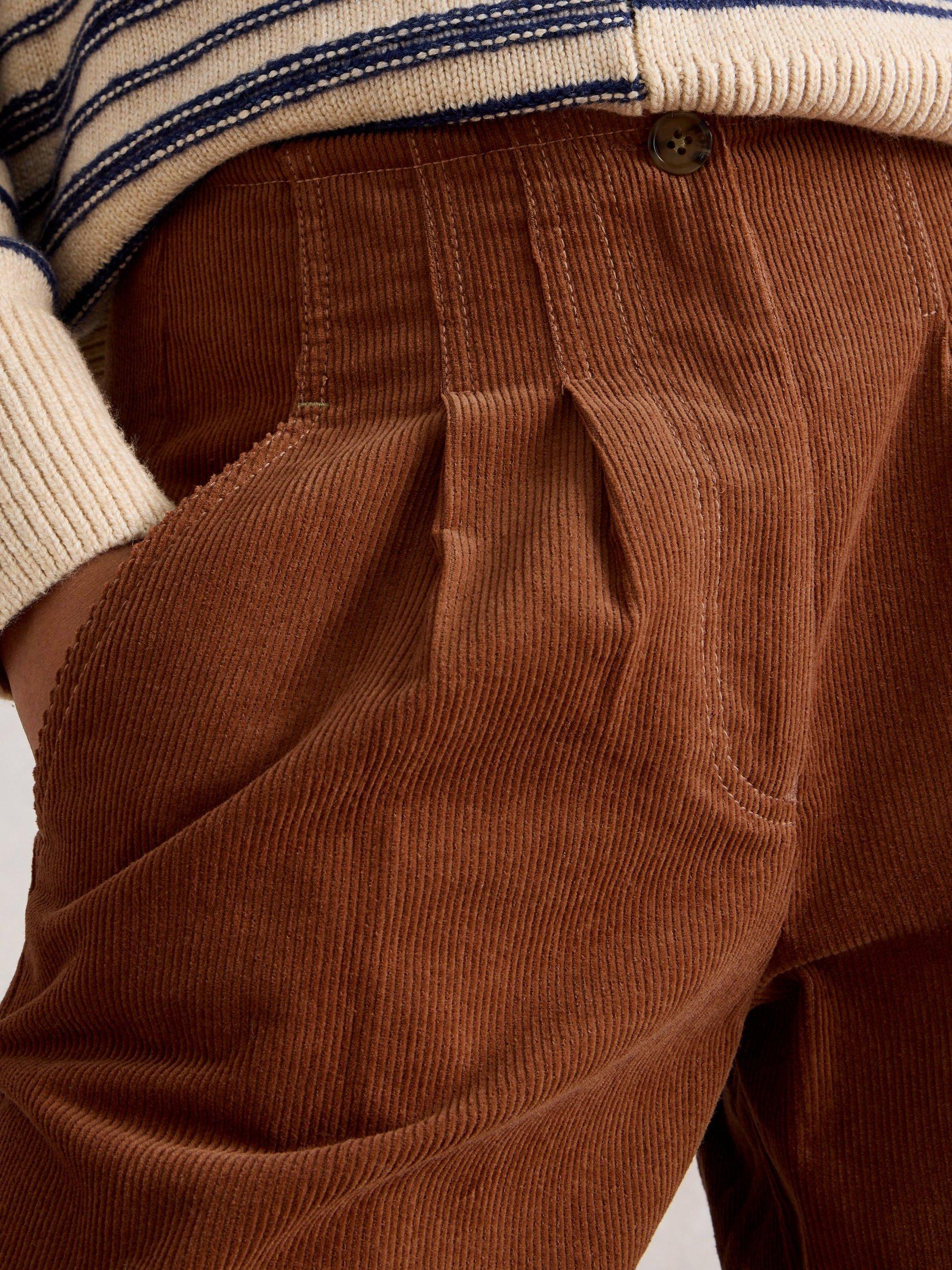 Product image 3 of 6, which shows White Stuff Clara Wide Leg Corduroy Trousers, Dark Tan, 6R