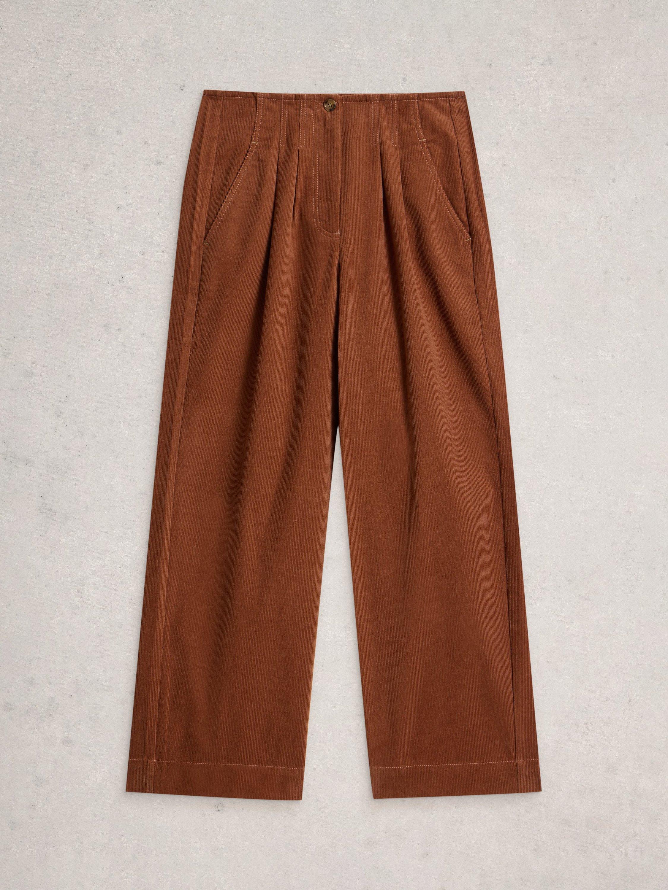 Product image 5 of 6, which shows White Stuff Clara Wide Leg Corduroy Trousers, Dark Tan, 6R