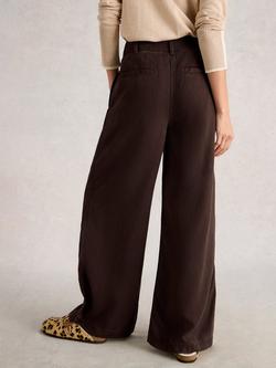 White Stuff Sasha Wide Leg Trousers, Dark Brown - view 2, Dark Brown