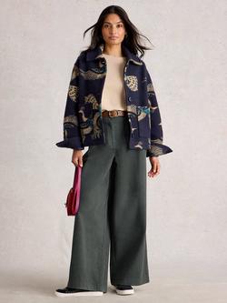 White Stuff Sasha Mid Rise Cotton Cordoroy Cullotes Trousers, Dark Green