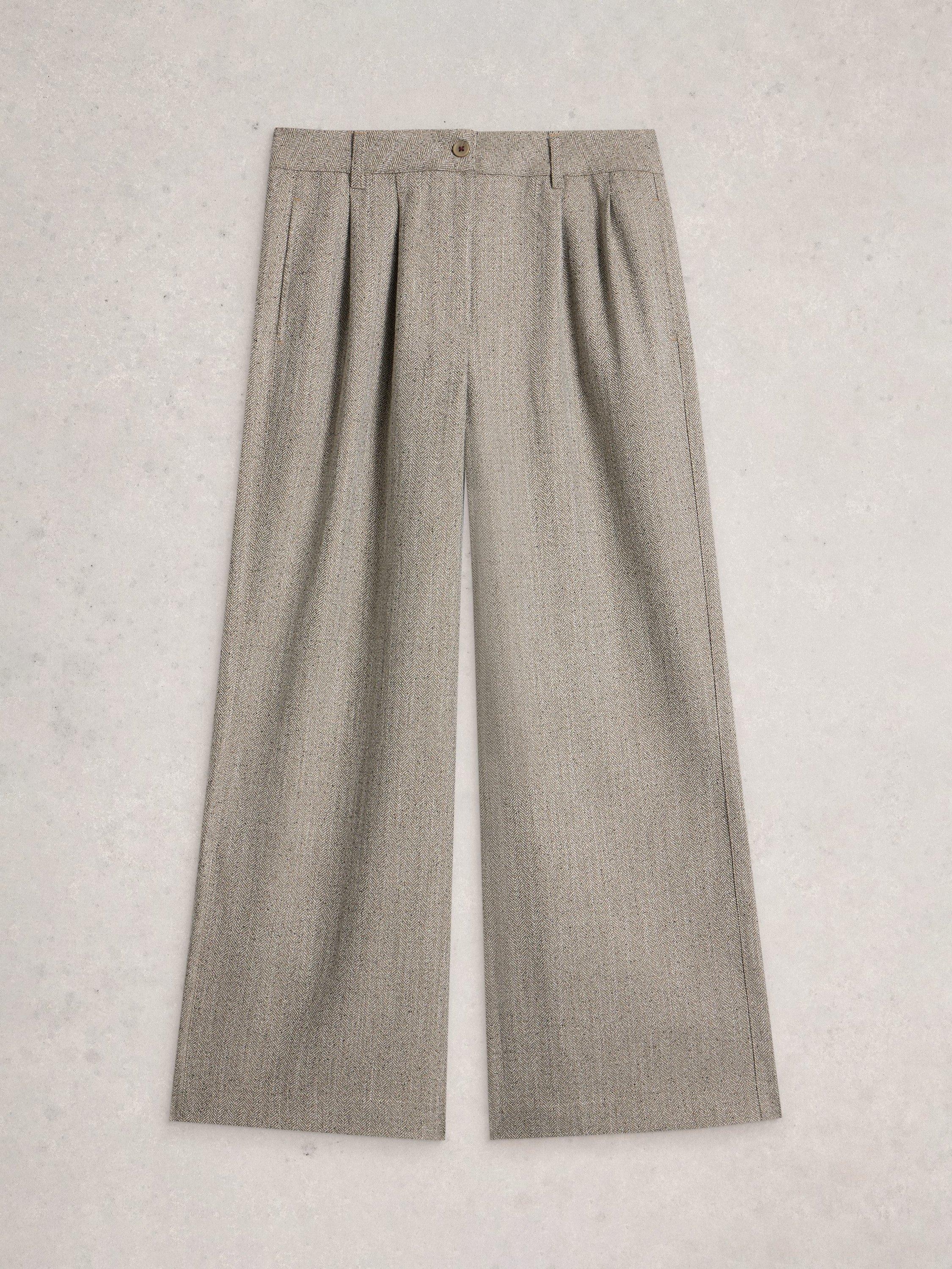 Product image 5 of 6, which shows White Stuff Sasha Wide Leg Trousers, Grey/Multi, 12R