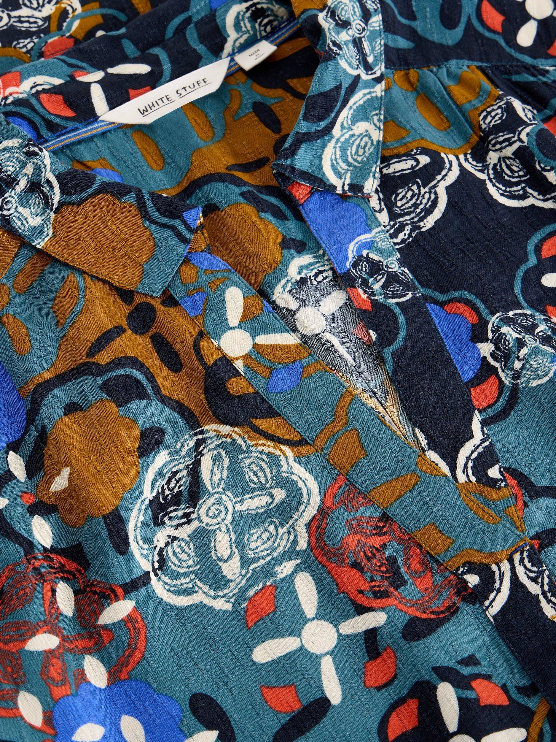 Product image 6 of 6, which shows White Stuff Blake Longline Geometric Print V-Neck Tunic Top, Multi, 6