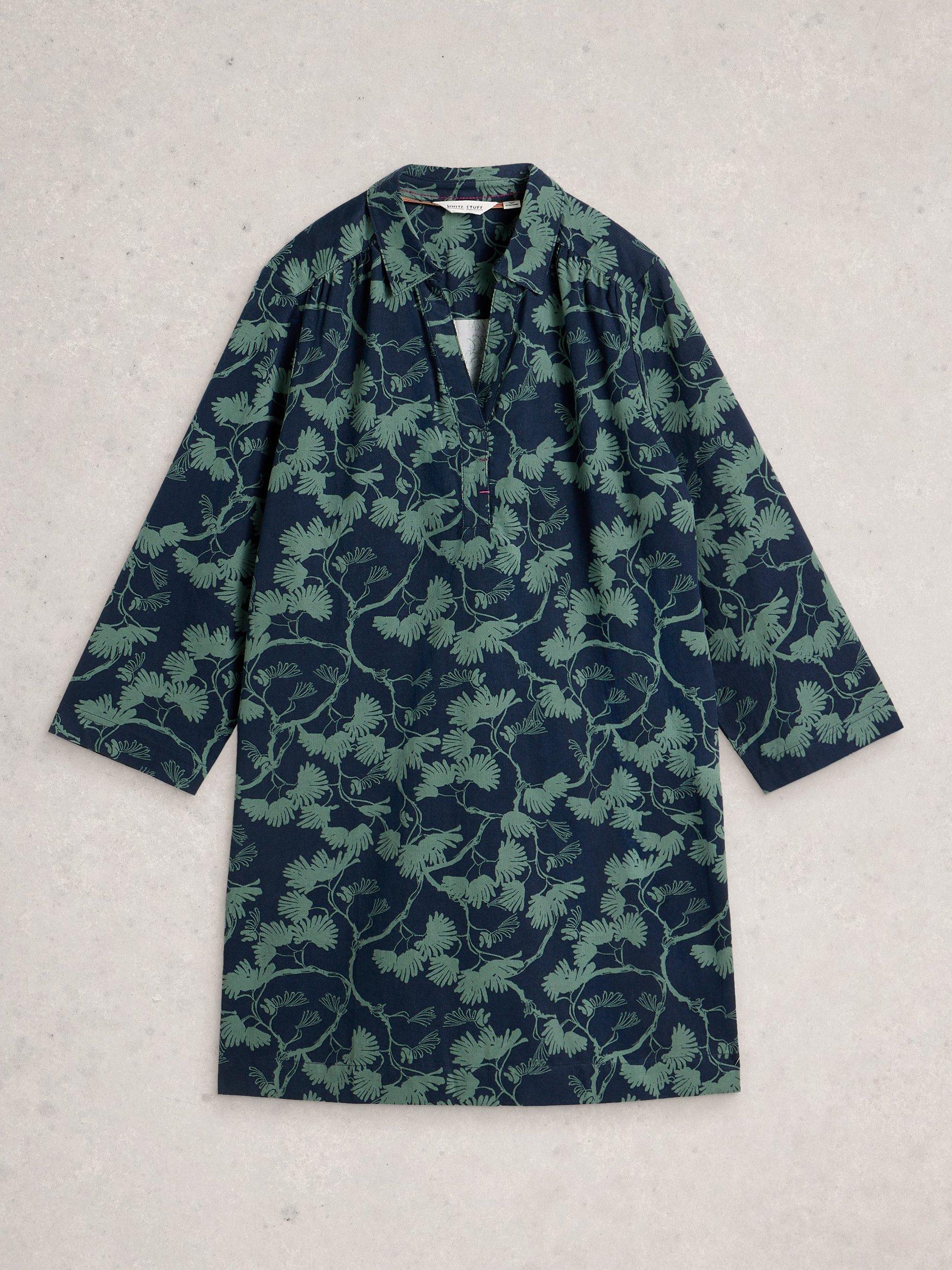 Product image 5 of 6, which shows White Stuff Blake Leaves Tunic Dress, Navy/Green, 6