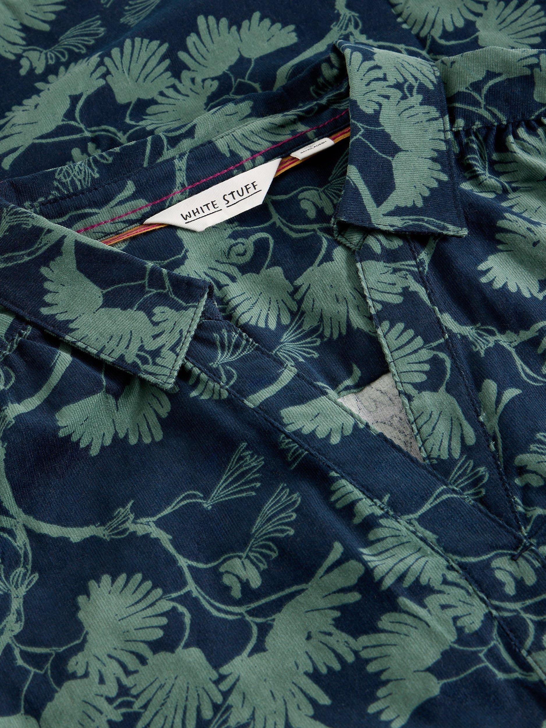 Product image 6 of 6, which shows White Stuff Blake Leaves Tunic Dress, Navy/Green, 6