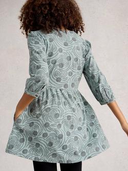 White Stuff Lara Cotton V Neck Longline Tunic - view 2, Blue