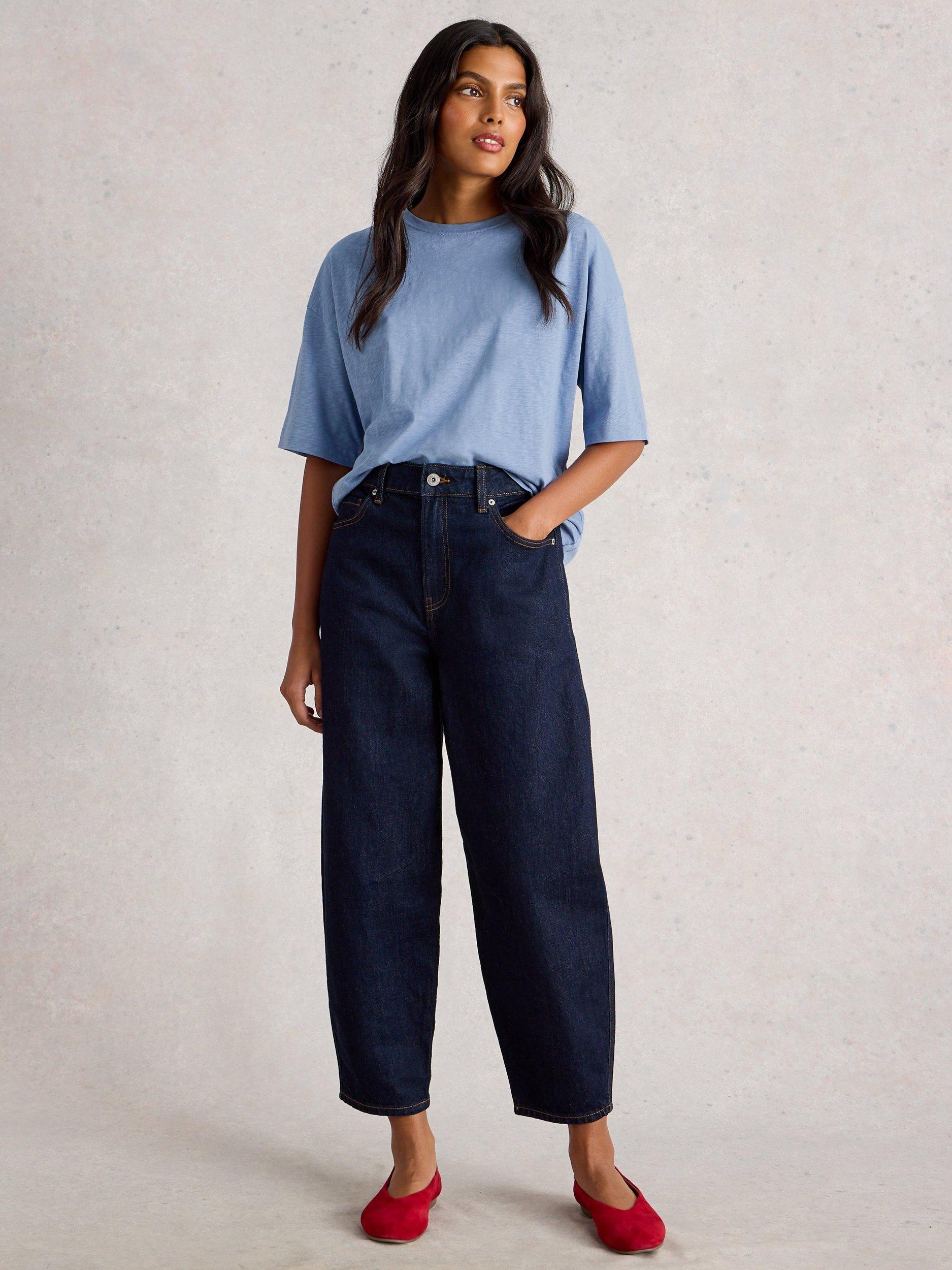 Product image 1 of 6, which shows White Stuff Katya Elbow Sleeve T-Shirt, Mid Blue, 6