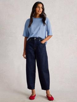 White Stuff Katya Elbow Sleeve T-Shirt, Mid Blue, Mid Blue