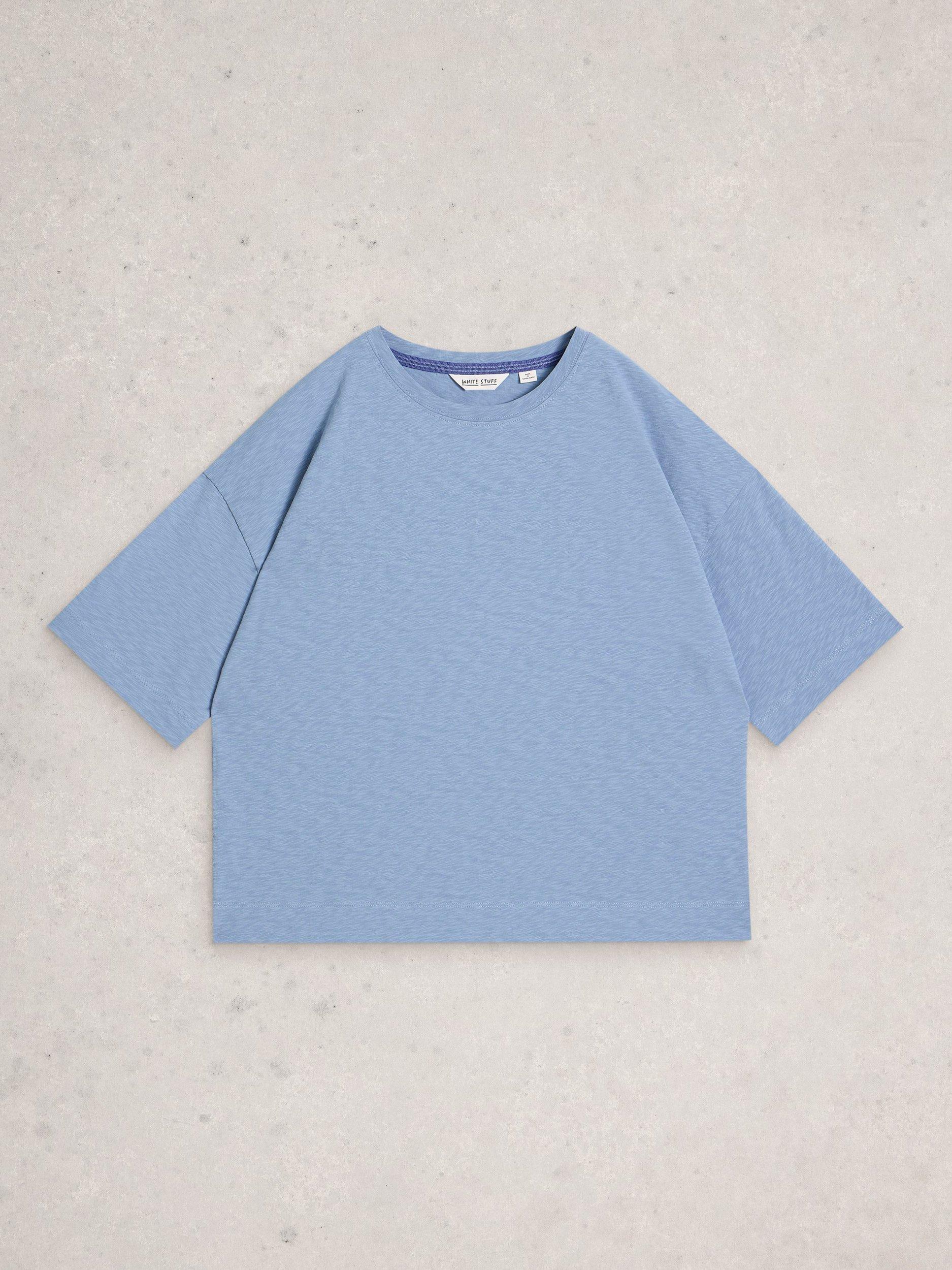 Product image 5 of 6, which shows White Stuff Katya Elbow Sleeve T-Shirt, Mid Blue, 6