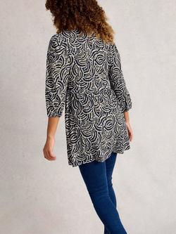 White Stuff Lara Abstract Tunic Dress, Navy/White - view 2, Navy/White