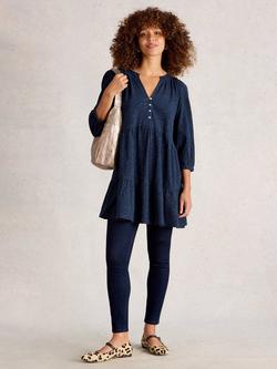 White Stuff Marlie Fleck Tunic Top, Dark Navy, Dark Navy