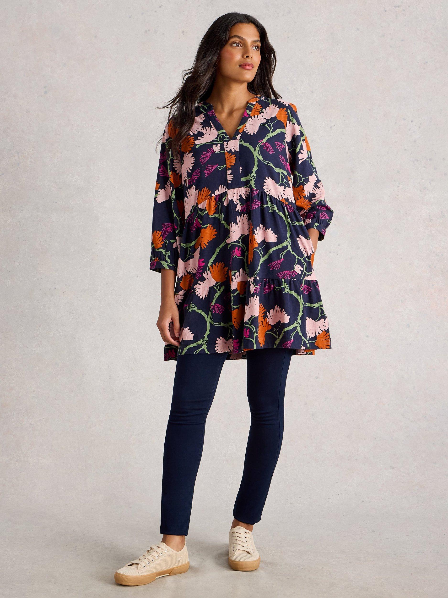 Product image 1 of 6, which shows White Stuff Marta Tunic Top, Blue/Multi, 6