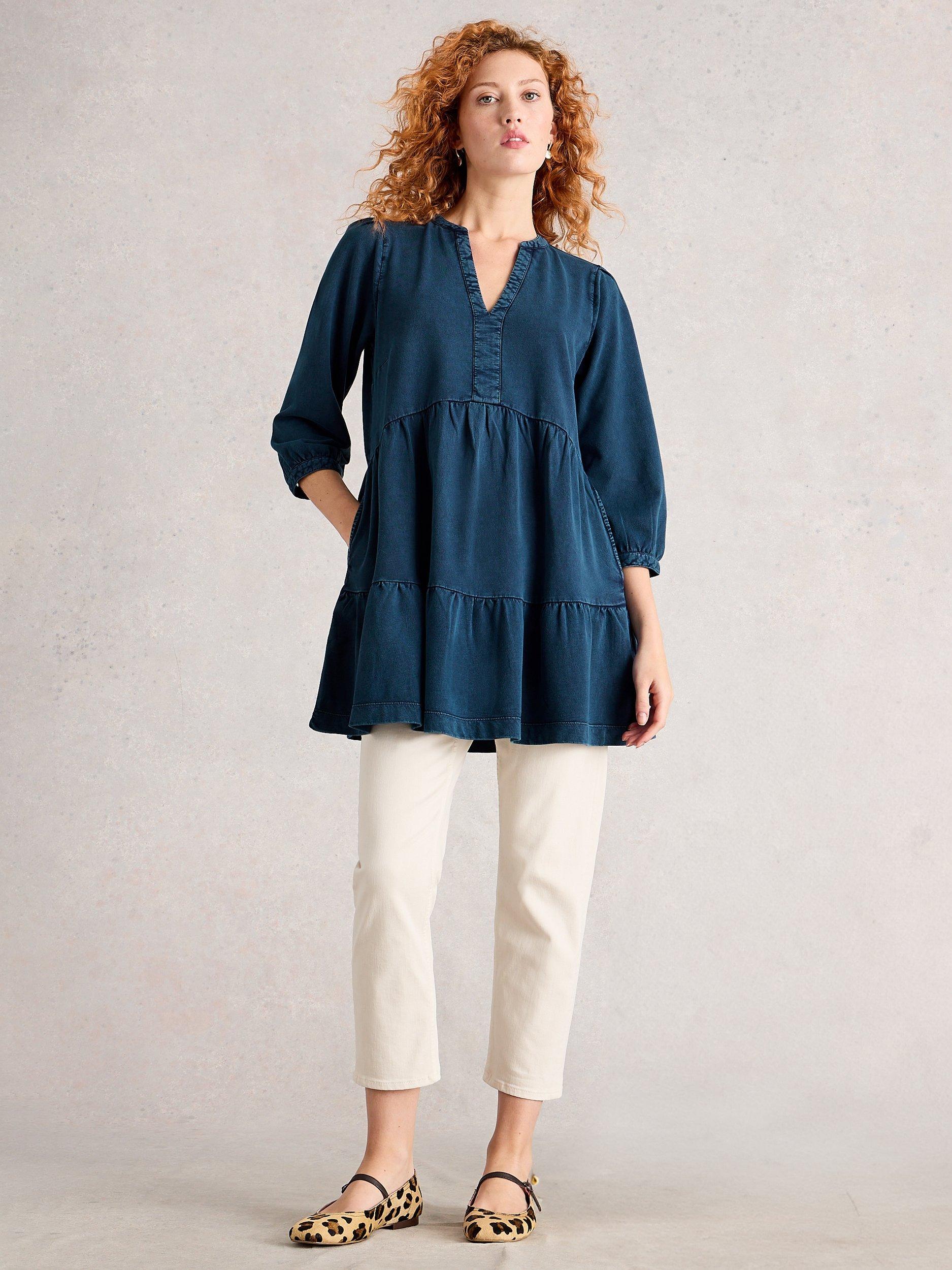 Product image 1 of 6, which shows White Stuff Marta Tunic Dress, Indigo, 6