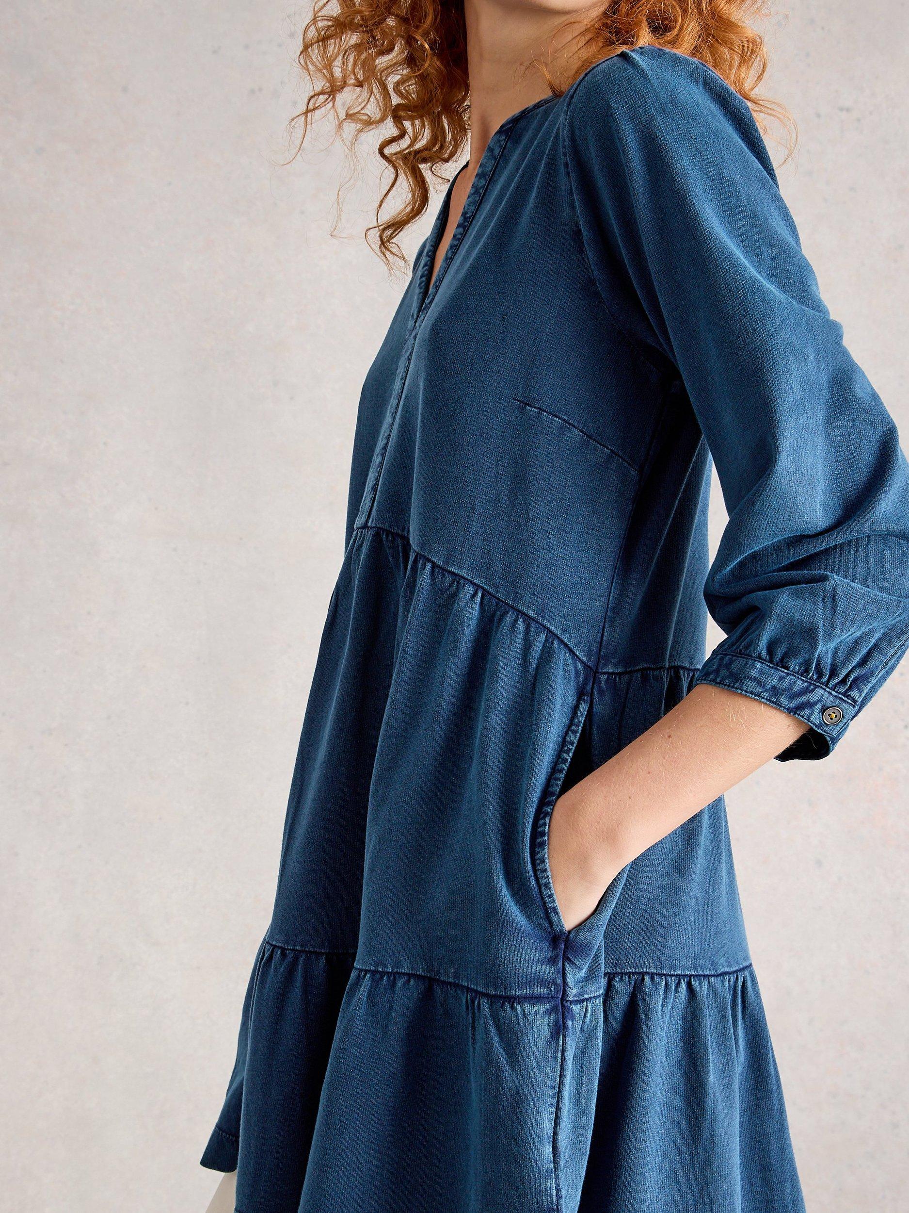 Product image 3 of 6, which shows White Stuff Marta Tunic Dress, Indigo, 6