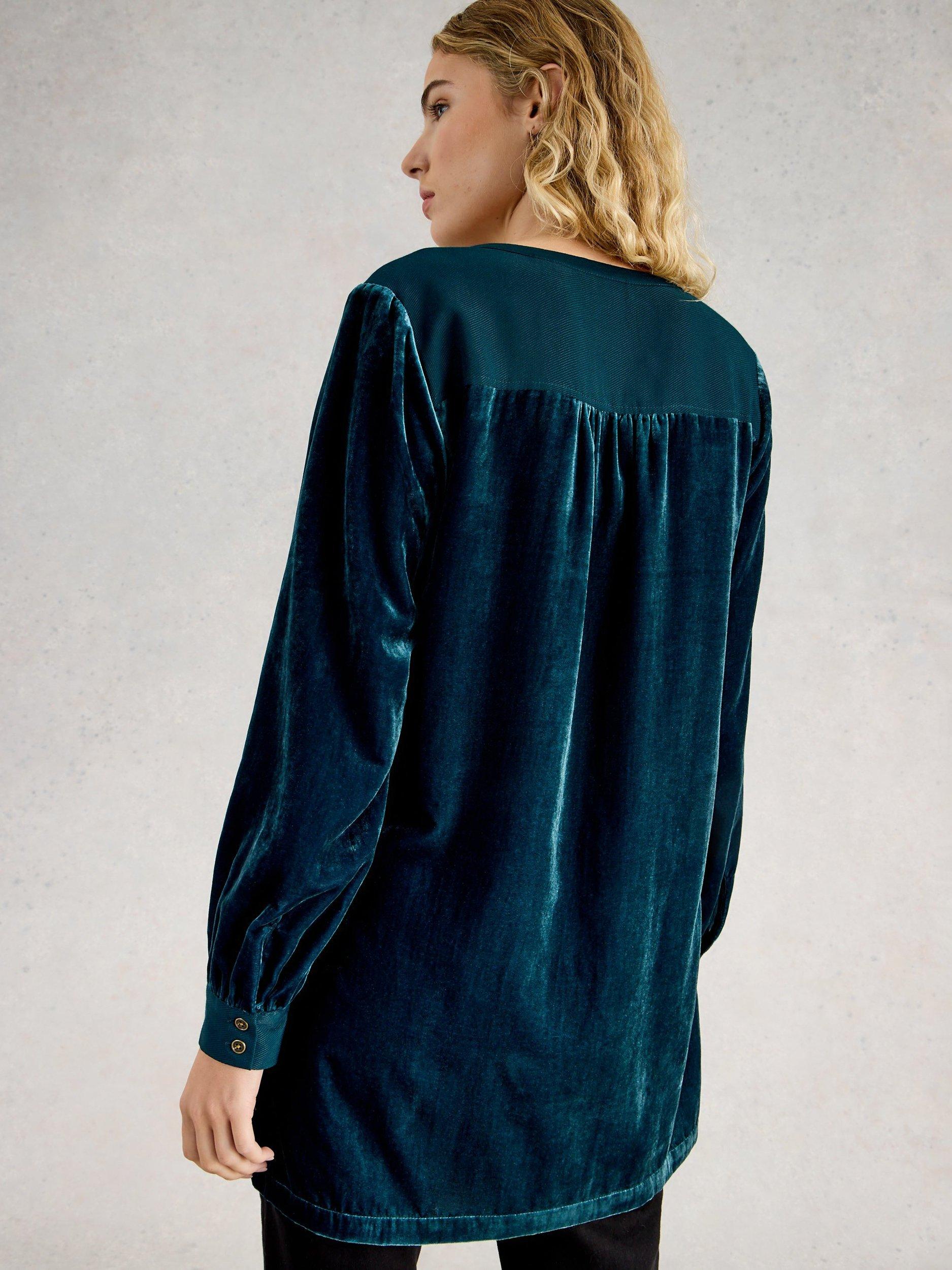 Product image 2 of 6, which shows White Stuff Olive Velvet Tunic Top, Dark Teal, 6