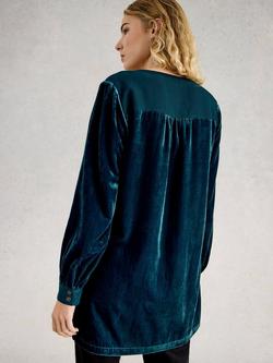 White Stuff Olive Velvet Tunic Top, Dark Teal - view 2, Dark Teal