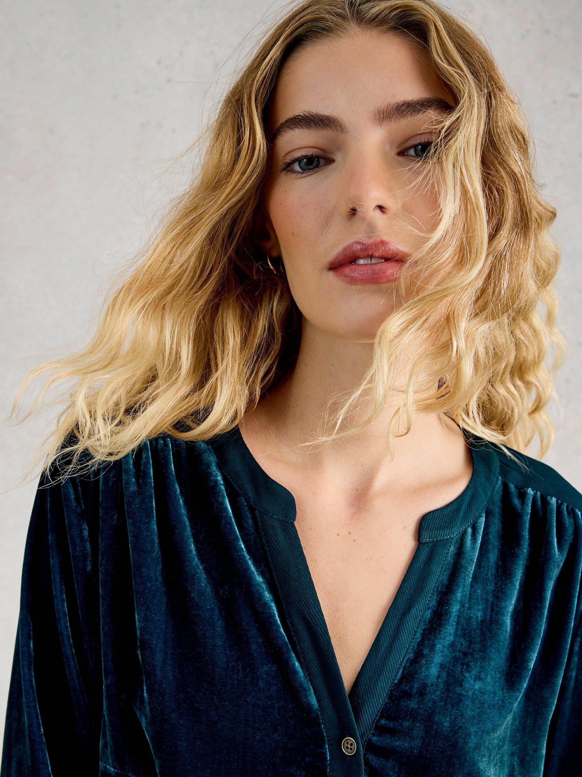 Product image 4 of 6, which shows White Stuff Olive Velvet Tunic Top, Dark Teal, 6