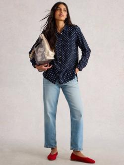 White Stuff Sophie Dobby Longline Shirt, Navy/Multi, Navy/Multi