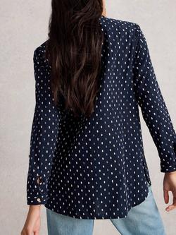 White Stuff Sophie Dobby Longline Shirt, Navy/Multi - view 2, Navy/Multi