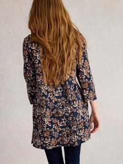 White Stuff Weaver Tunic Top, Navy/Multi - view 2, Navy/Multi